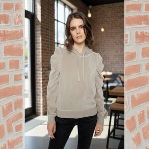 Rebecca Minkoff Beige Hoodie with Puffed Sleeves